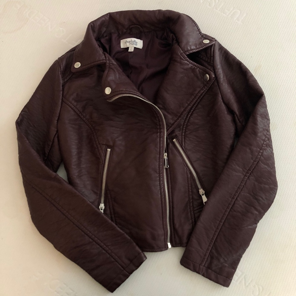 Burgundy leather jacket Small